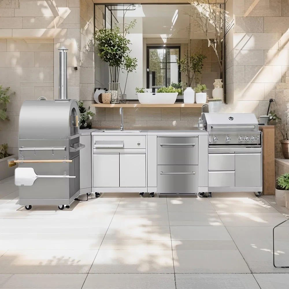 Modular Heavy Duty 304 Stainless Steel Outdoor Kitchen Island Durable And Sturdy For Backyard