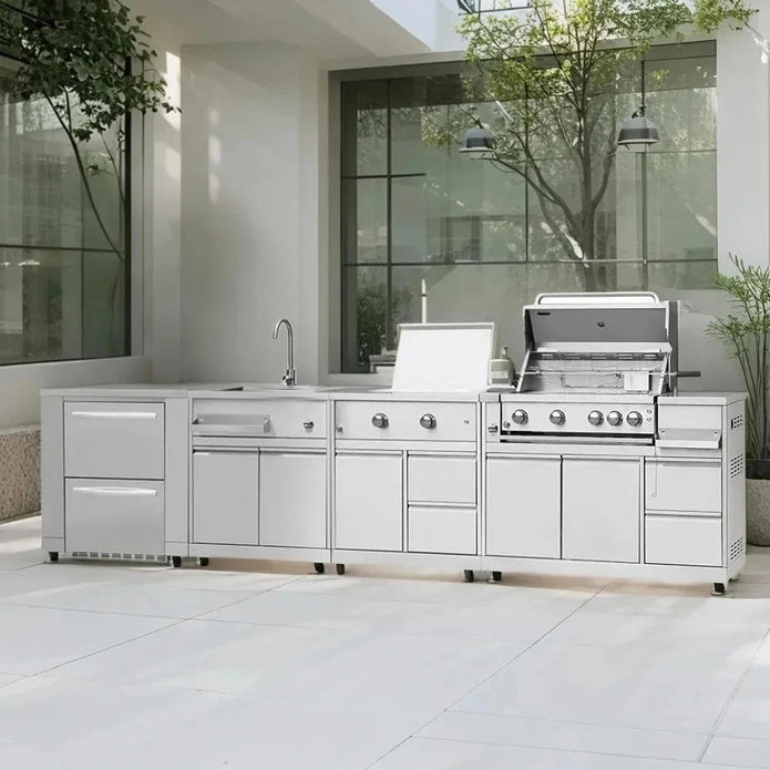 Modular Heavy Duty 304 Stainless Steel Outdoor Kitchen Island Durable And Sturdy For Backyard