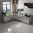 High End L Shaped Stainless Steel Kitchen Cabinet - Shock Resistance, Smooth Surface