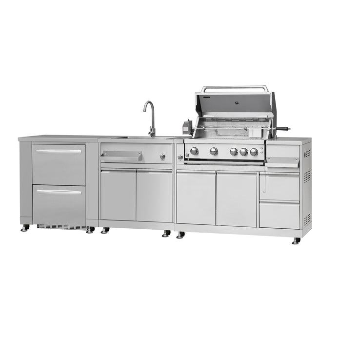 Shock Resistance Modular SS304 Stainless Steel Outdoor Garden Kitchen With MINI Glass Fridge