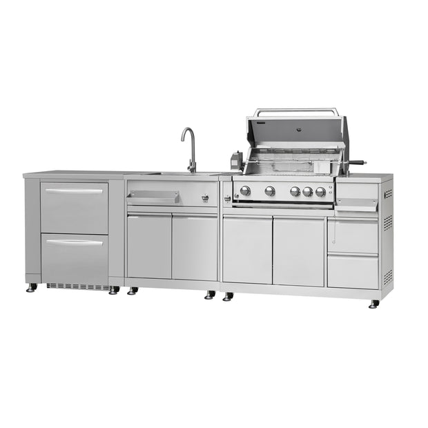 Shock Resistance Modular SS304 Stainless Steel Outdoor Garden Kitchen With MINI Glass Fridge