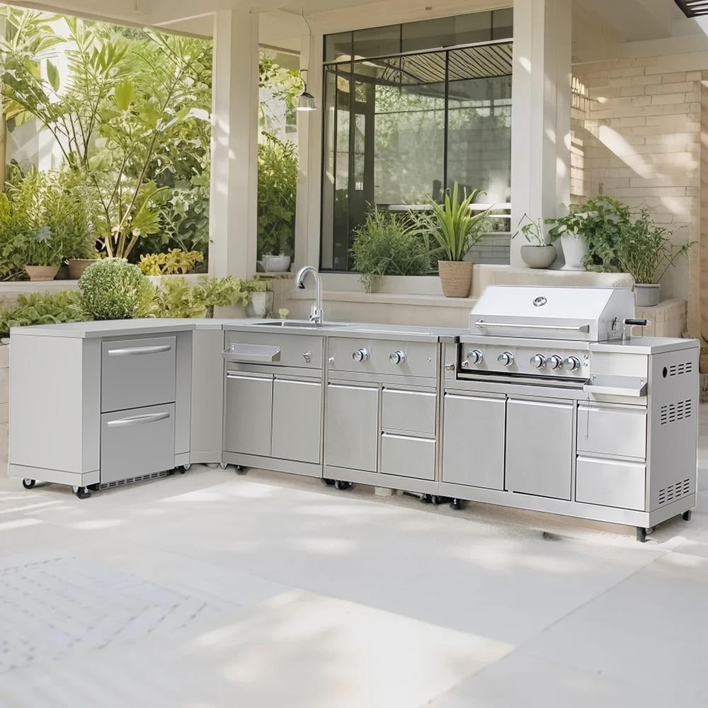 Modular New Design 304 Stainless Steel Outdoor Kitchen Waterproof With Gas Grill