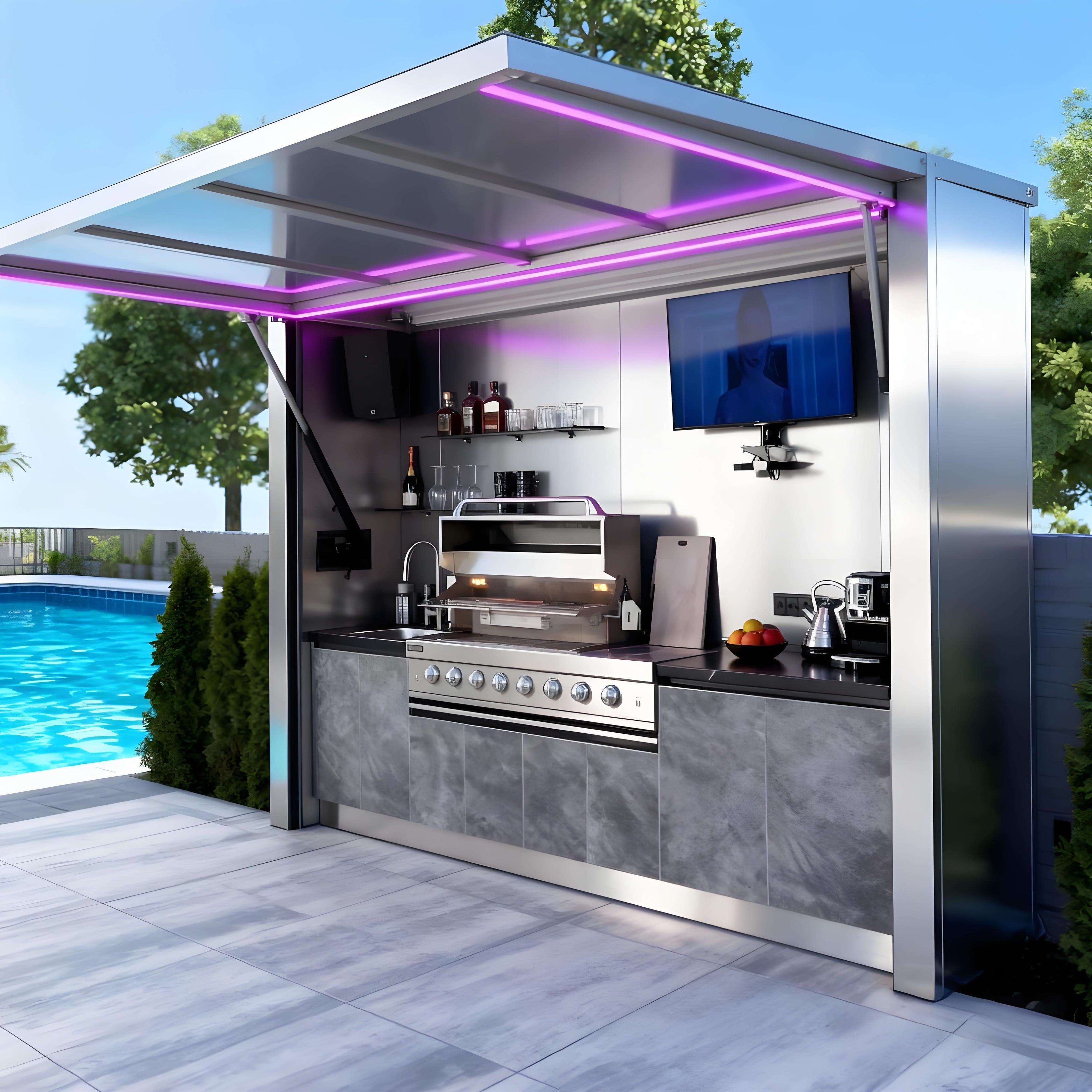 Entertainment Hub Centerpiece 304 Stainless Steel Outdoor Kitchen Pod