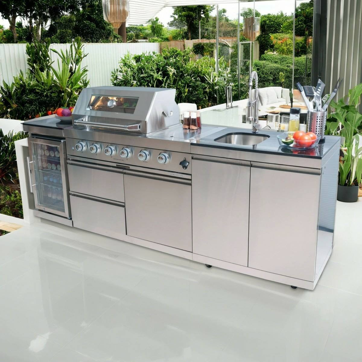 CE Certified Modular SS304 Stainless Steel Outdoor Kitchen Grill Antibacterial With Outdoor Grill