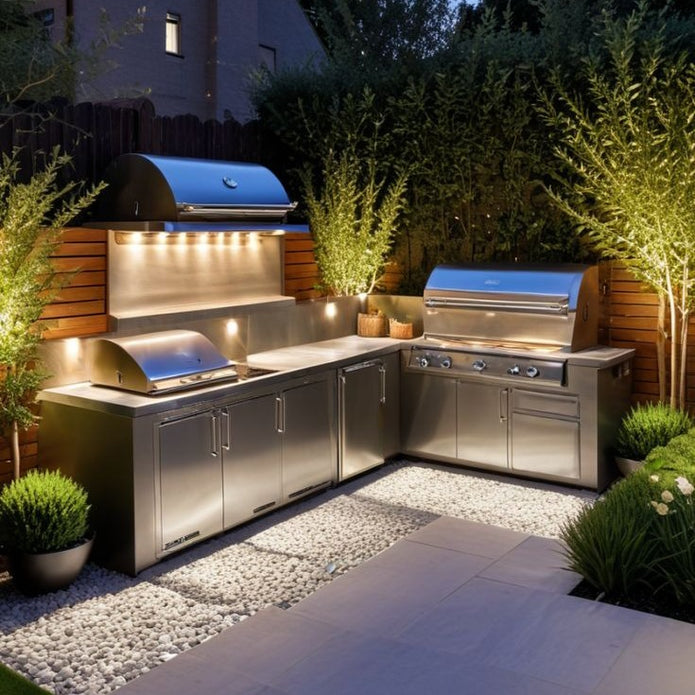 For Villa Custom Stainless Steel Outdoor Kitchen Cabinets Metallic Texture With Sink