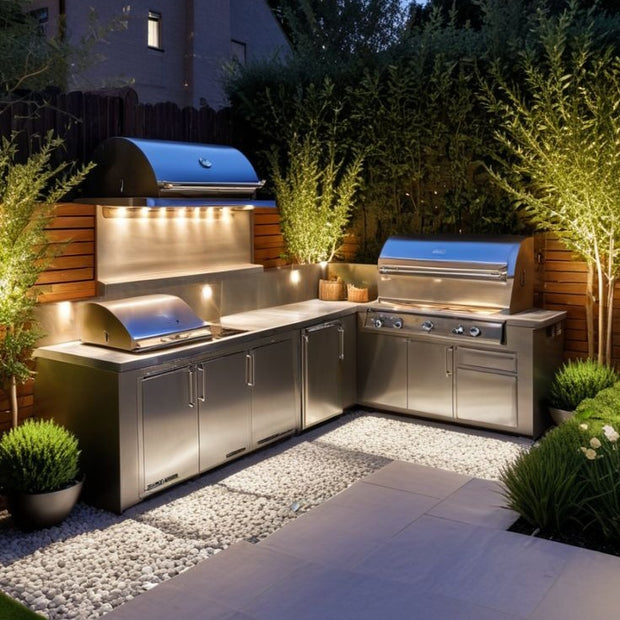 For Villa Custom Stainless Steel Outdoor Kitchen Cabinets Metallic Texture With Sink