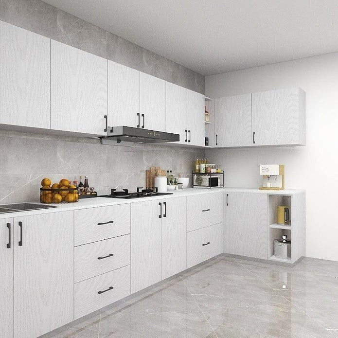 OEM/ODM L Shaped Stainless Steel Kitchen Cabinet Body - Antibacterial, Metallic Texture