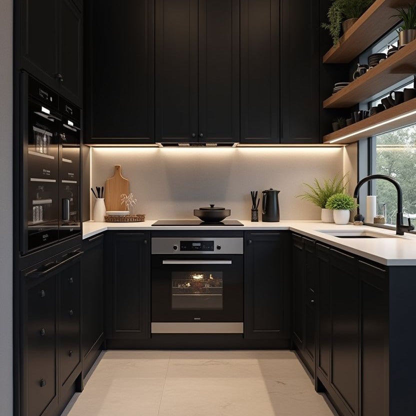 Customized U Shaped Stainless Steel Kitchen Cabinet - Anti Insect, Metallic Texture