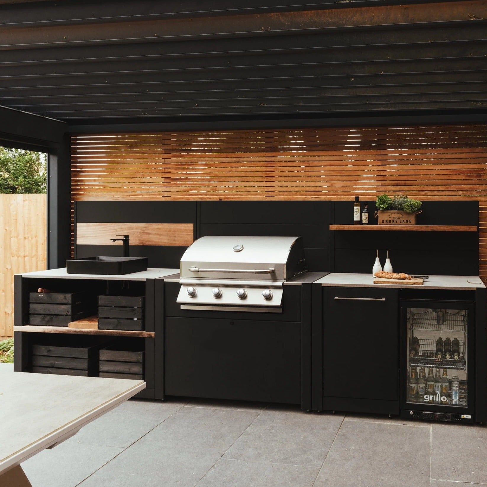 For Courtyard Custom Stainless Steel Outdoor Kitchen Appliances Moisture Resistant With MINI Glass Fridge