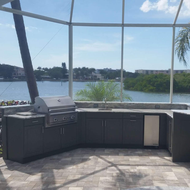 Fireproof Custom SS304 Stainless Steel Outdoor Kitchen Cabinets With Gas Grill For Villa