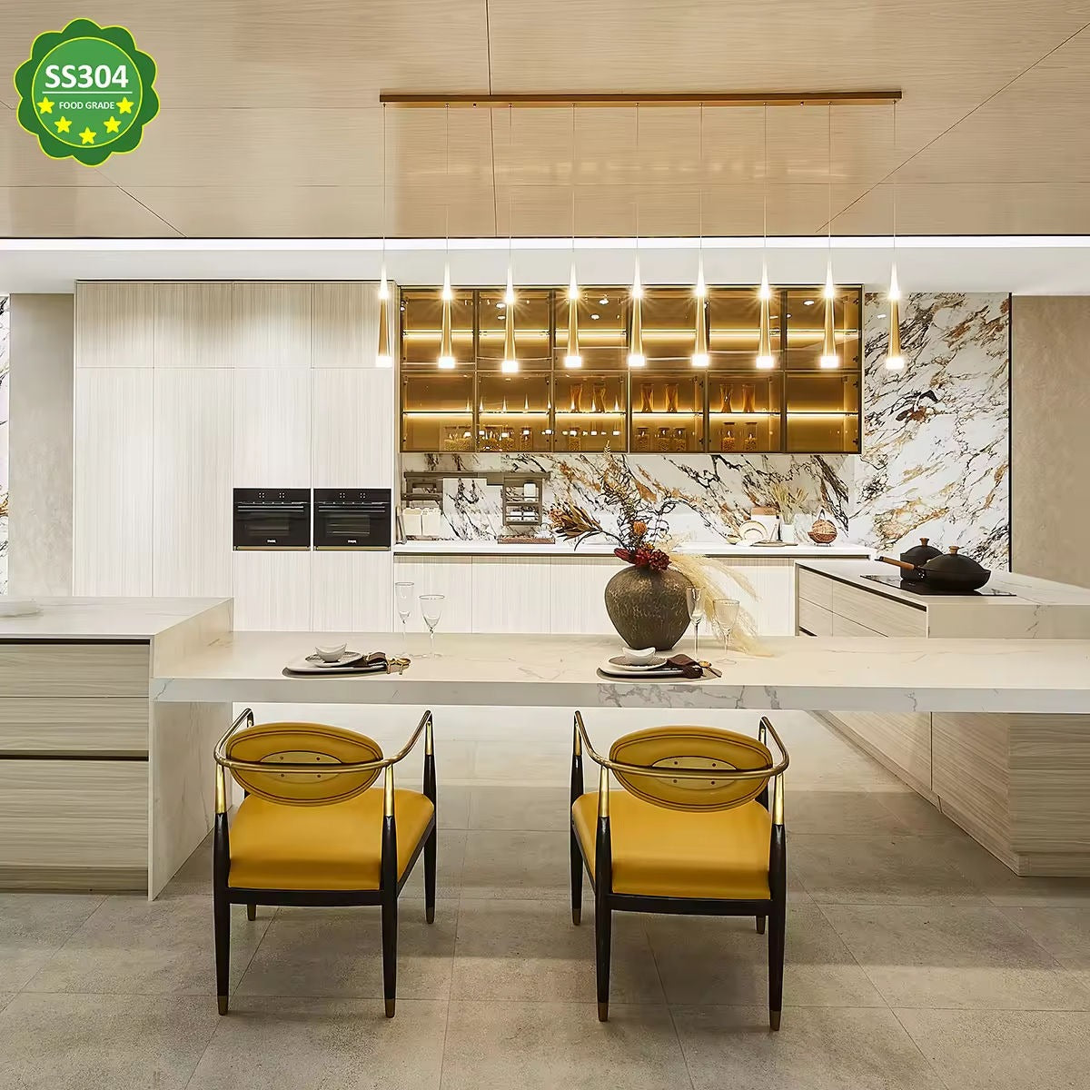 New Design U Shaped Stainless Steel Kitchen Cabinet - Antirust, Scratch-Resistant