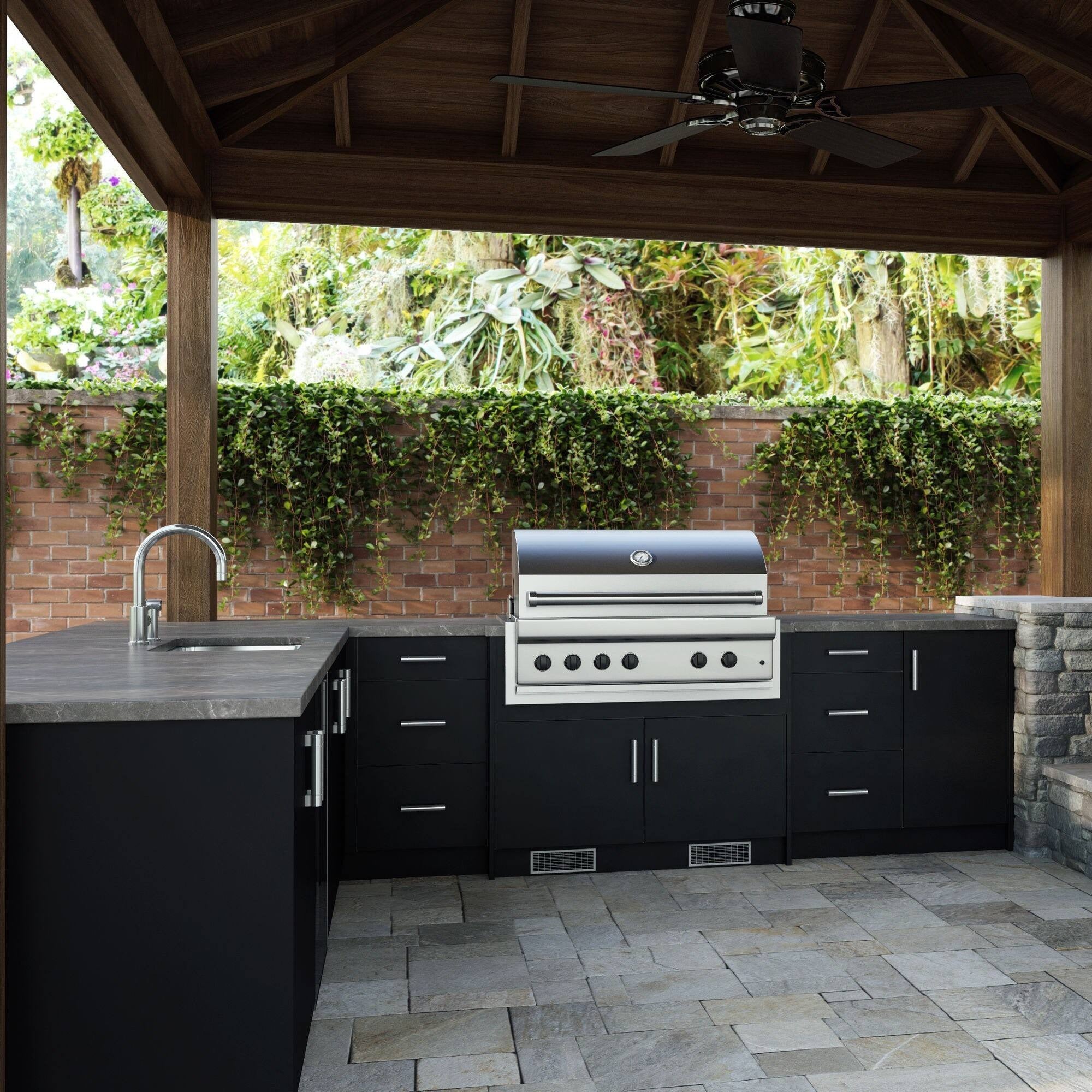 Metallic Texture Custom SS304 Stainless Steel Outdoor Kitchen Sink With Refrigerator