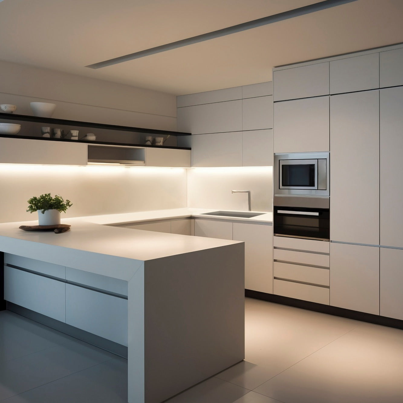 CE Certified U Shaped 304 Kitchen Cabinet Body - Antirust, Cool Colors