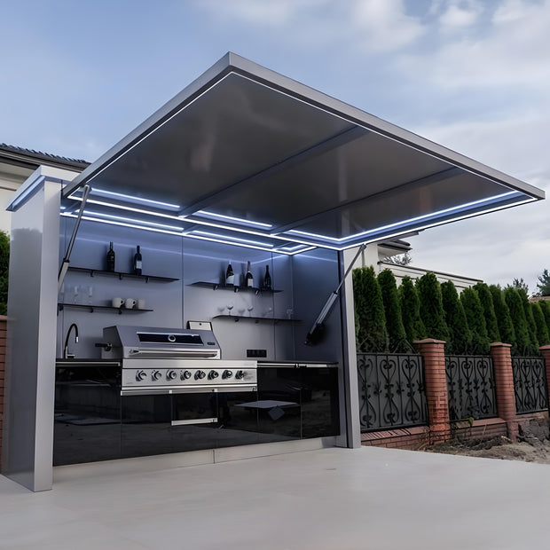 Contemporary Modern Design Stainless Steel Outdoor Kitchen With Shelter