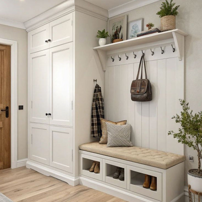 Moisture-resistant Stainless Steel Entryway Cabinet For Foyer With Parcel Storage