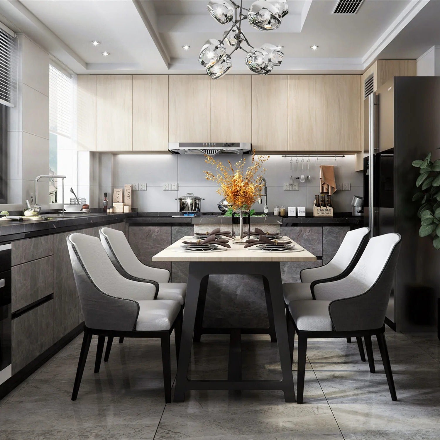 New Product U Shaped Stainless Steel Kitchen Cabinet - Moisture Resistant, Villa