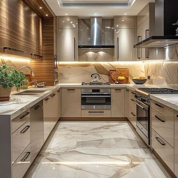 Custom U Shaped 304 Stainless Steel Kitchen Cabinet Set - Mildew Proof, Durable