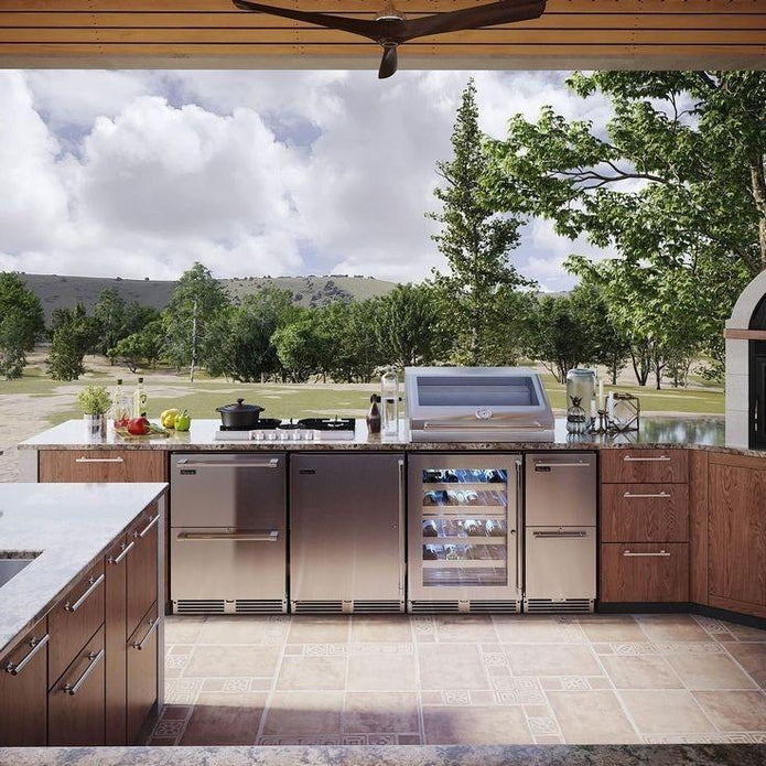 Metallic Texture Custom SS304 Stainless Steel Outdoor Kitchen Sink With Refrigerator