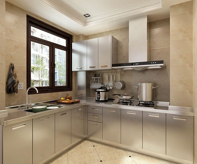 OEM/ODM U Shaped Stainless Steel Kitchen Cabinet Body - Waterproof, Metallic Texture
