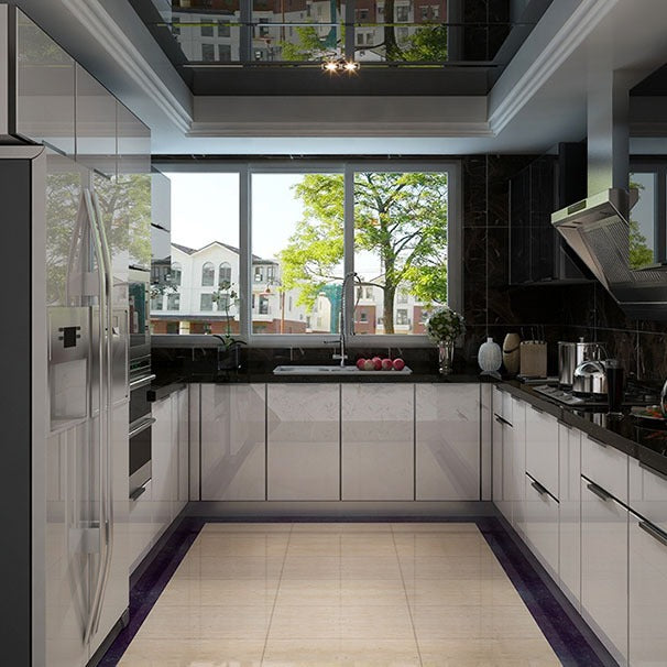 European Style U Shaped Stainless Steel Kitchen Cabinet - Shock Resistance, Modern Design