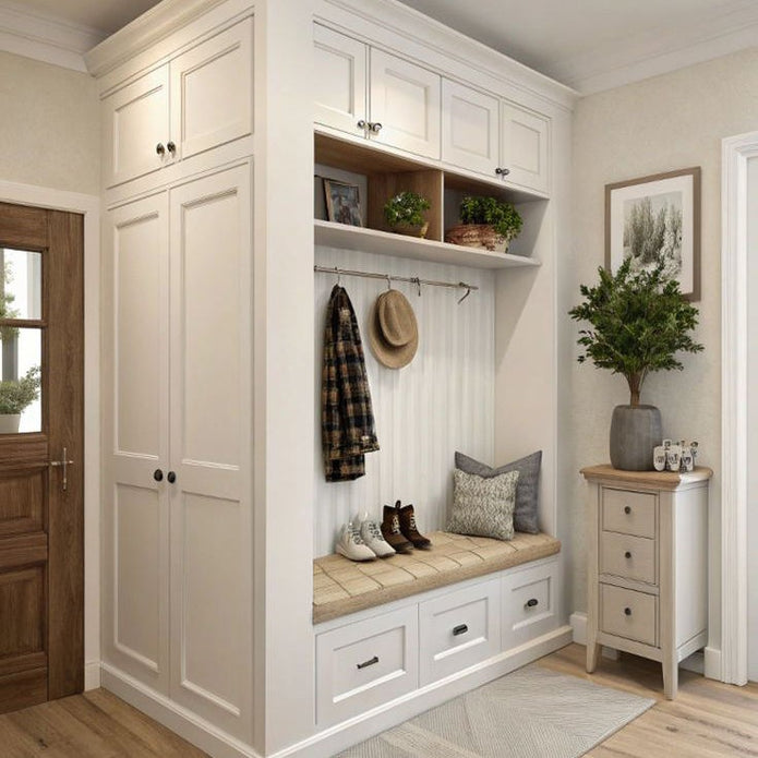 Anti-scratch 304 Stainless Steel Entryway Cabinet For Foyer With Shoe Shelves