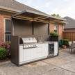 Ensemble de cuisine extérieure modulaire en acier inoxydable avec abri – Design ouvert avec auvent, station pour grill Kamado pour le jardin