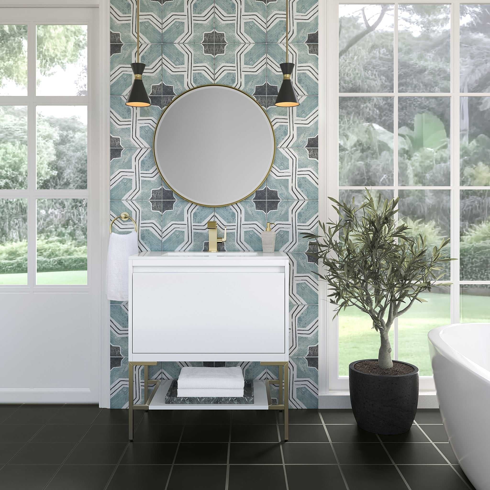 For Guest Bathroom Floor Mounted Stainless Steel Bathroom Vanity Moisture Resistant With Smart Mirror