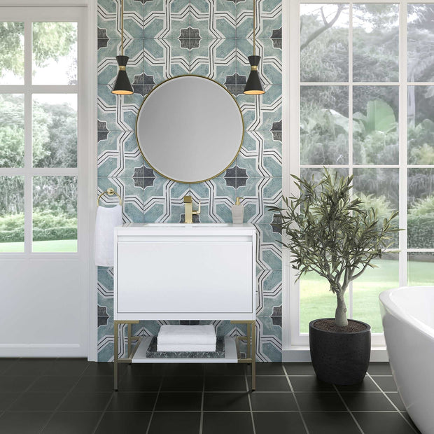For Guest Bathroom Floor Mounted Stainless Steel Bathroom Vanity Moisture Resistant With Smart Mirror