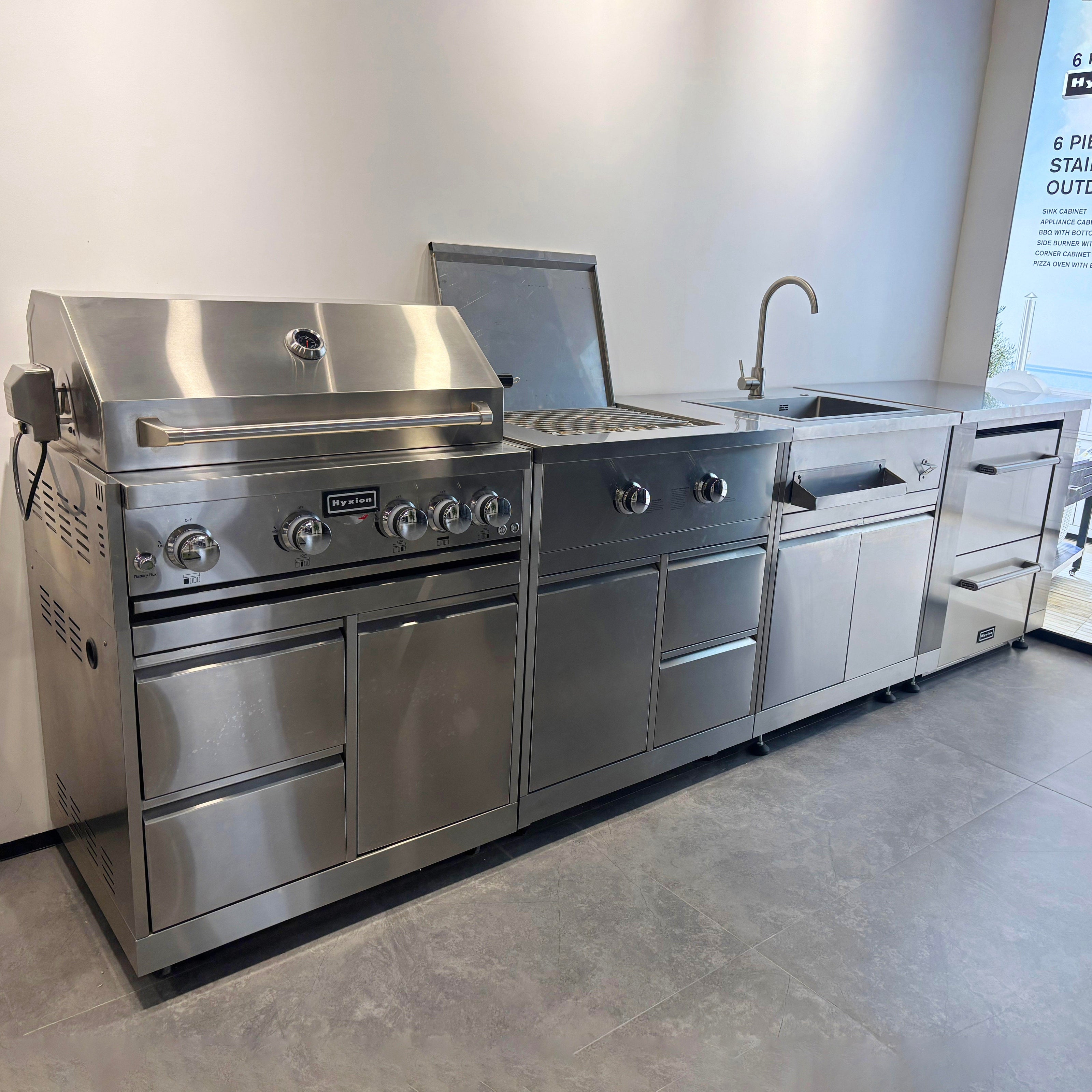 Metallic Texture Modular SS304 Stainless Steel Outdoor Kitchen Sink With Refrigerator