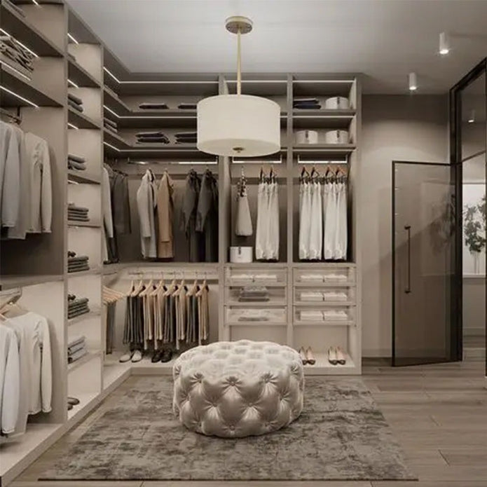 Stainless Steel Handles Walk-in Wardrobe For Villa Dressing Room