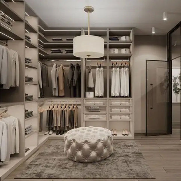 Stainless Steel Handles Walk-in Wardrobe For Villa Dressing Room