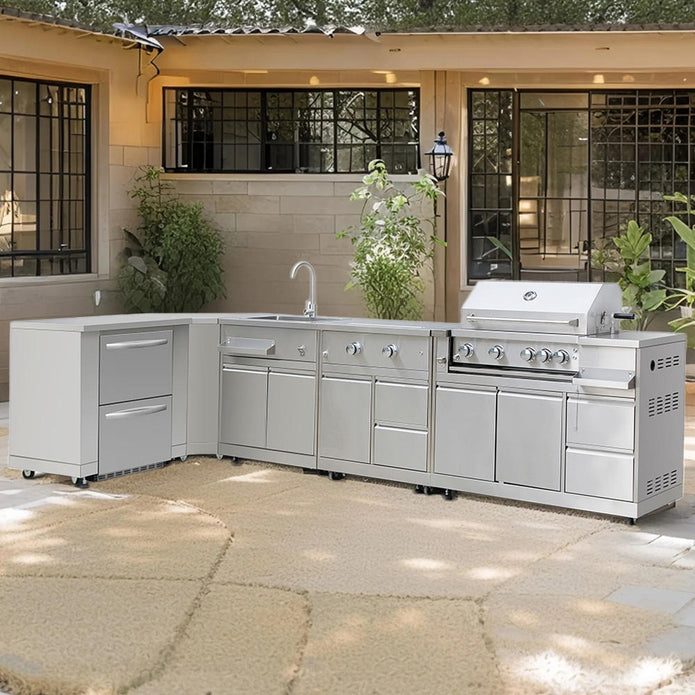 Modular Durable 304 Stainless Steel Outdoor Kitchen Island Waterproof For Backyard