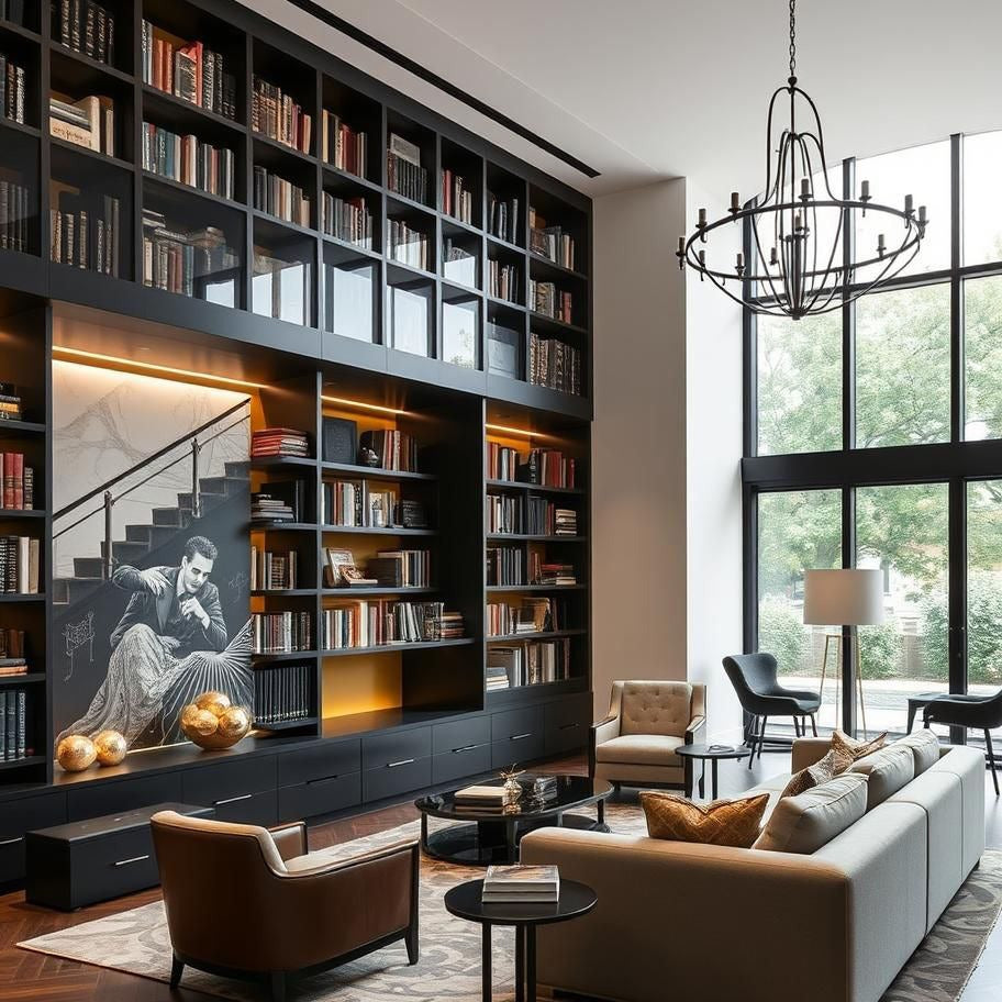 Built-in SS304 Stainless Steel Bookshelf With Book Display Rails For Living Room