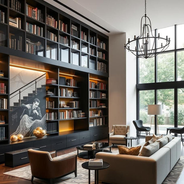 Built-in SS304 Stainless Steel Bookshelf With Book Display Rails For Living Room