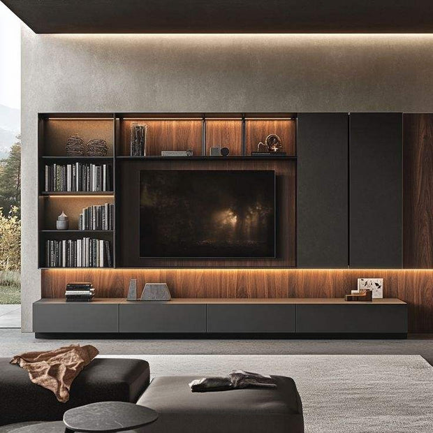 Living Room Adjustable Shelves Stainless Steel TV Cabinet Built-In