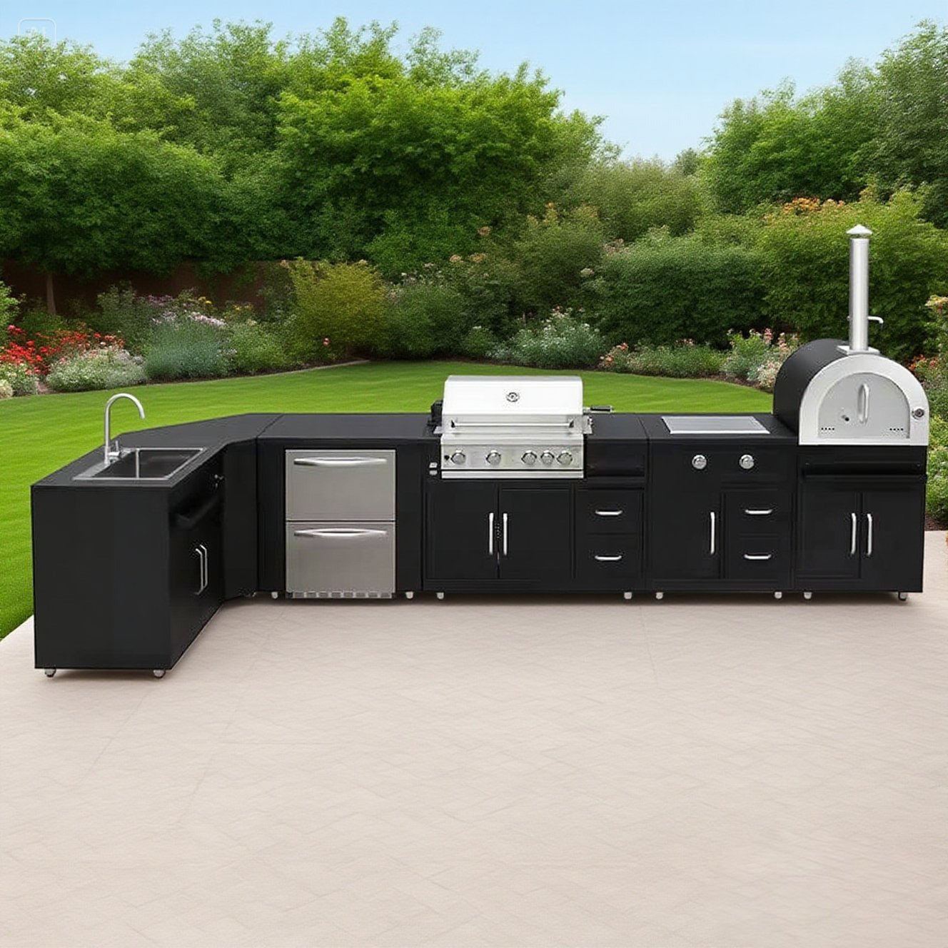 For Backyard Modular Stainless Steel Outdoor Kitchen Set Recycle With Sink Faucet