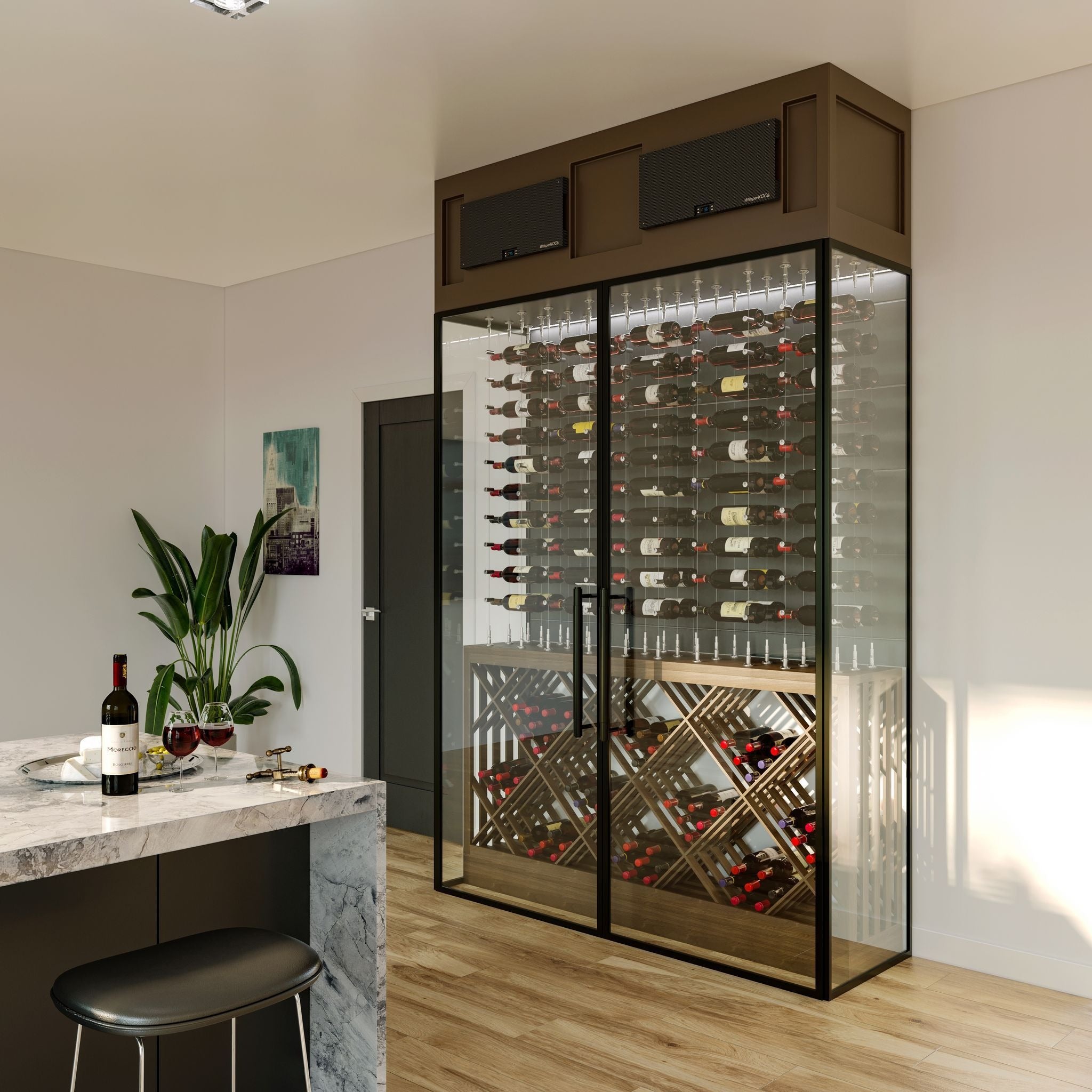 Red Wine Temperature Control 304 Stainless Steel Freestanding Wine Cabinet For Apartment