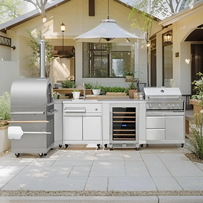 Modular Stylish 304 Stainless Steel Outdoor Kitchen Sink Cool Colors With Cupboard