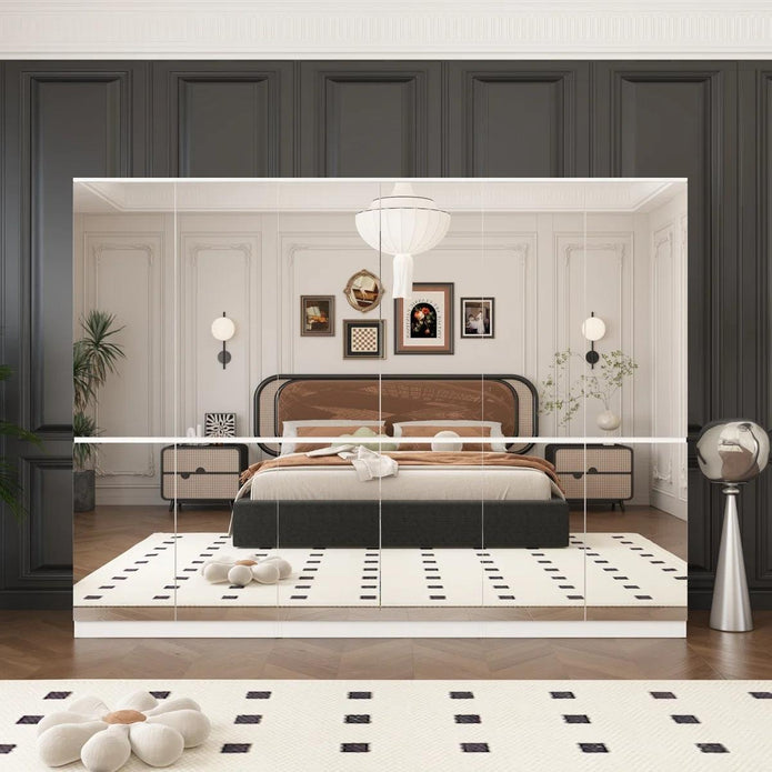 Glass Door And Stainless Steel Body Combination Wardrobe For Master Bedroom