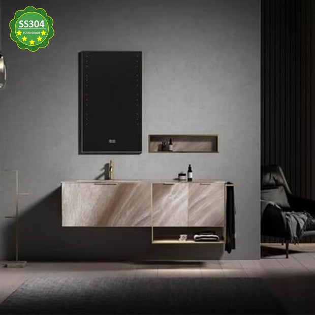 Wall Hung 304 Stainless Steel Bathroom Cabinets Vanity Durable And Sturdy For Home Bathroom
