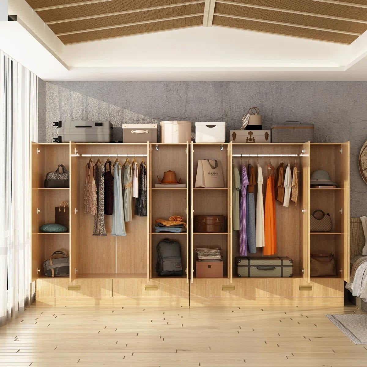 Detachable Side Racks Combination Stainless Steel Wardrobe For Villa Bedroom