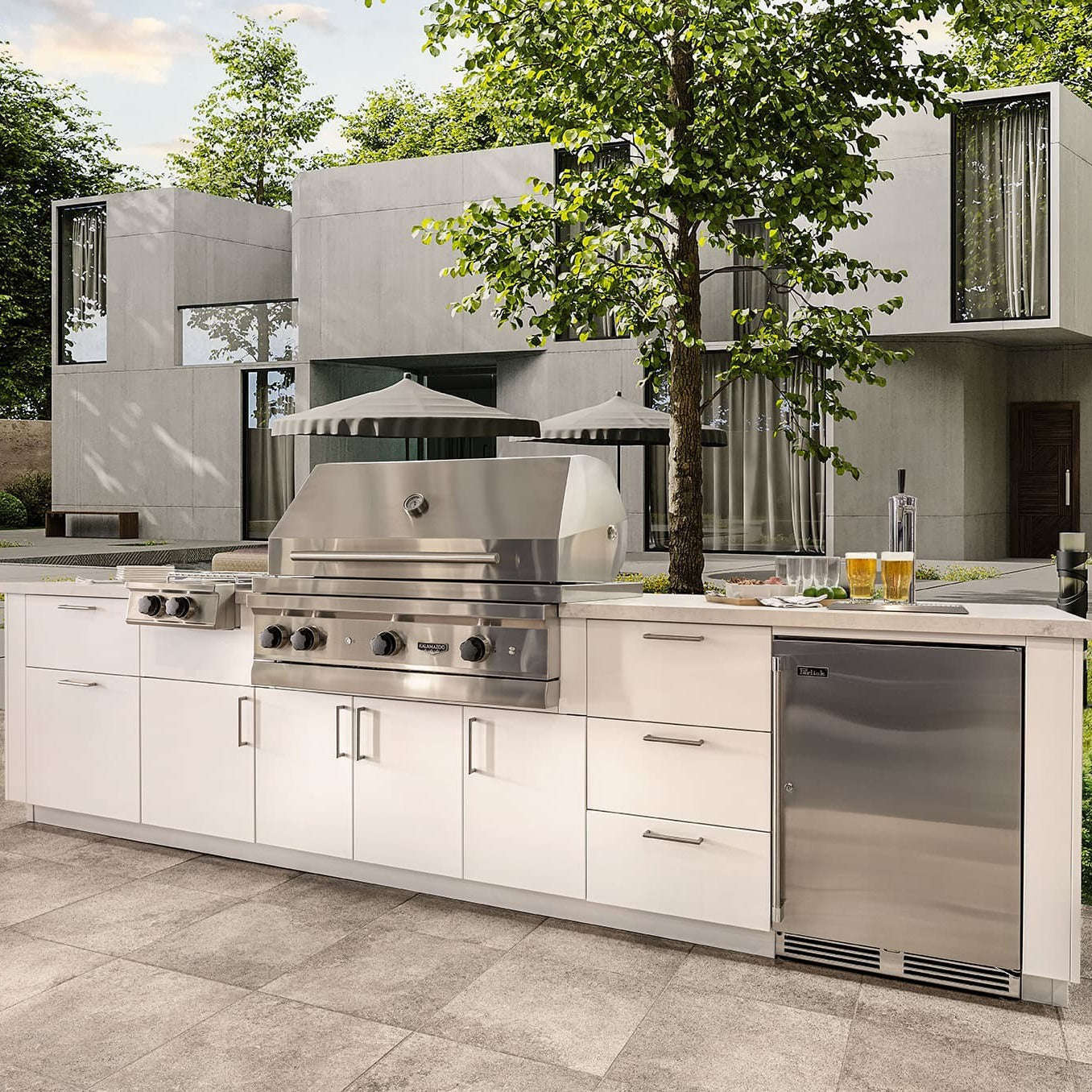 For Villa Modular Stainless Steel Outdoor Kitchen Grill Island Anti Deformation