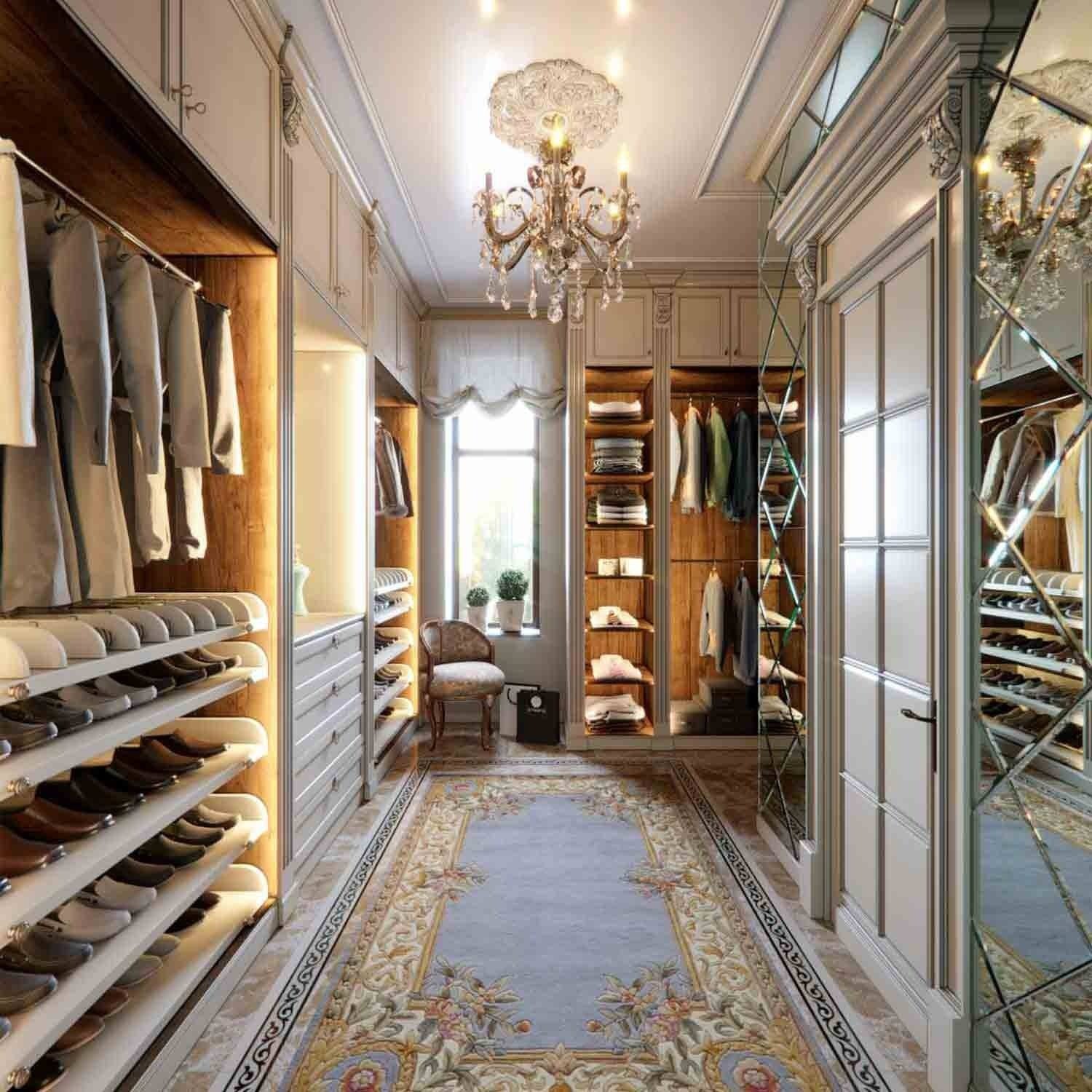 LED Lighting System Walk-in Stainless Steel Wardrobe Cabinet For Master Dressing Room