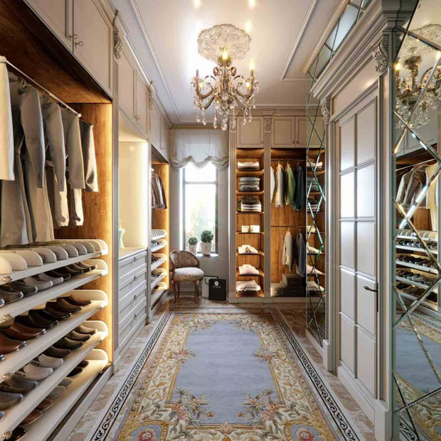 LED Lighting System Walk-in Stainless Steel Wardrobe Cabinet For Master Dressing Room