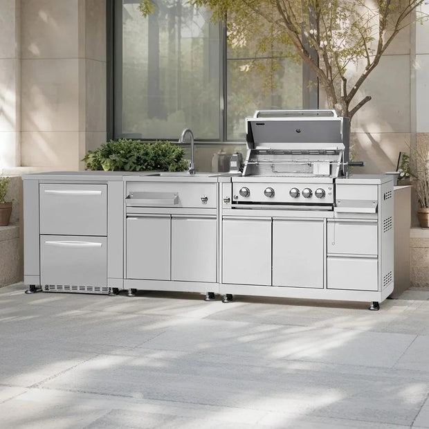 Easy Maintenance Modular SS304 Stainless Steel Outdoor Kitchen BBQ Island Anti Insect