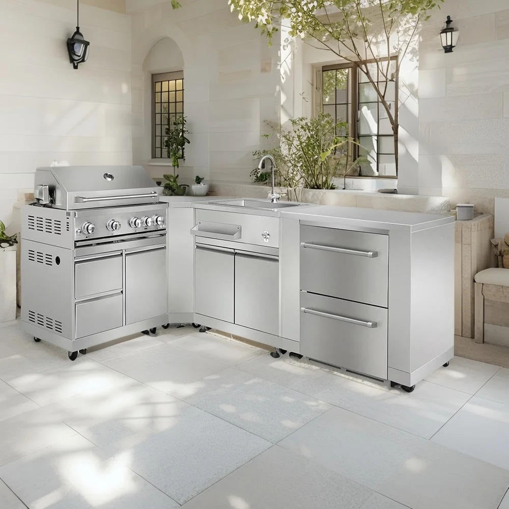 Modular Durable 304 Stainless Steel Outdoor Kitchen Island Waterproof For Backyard