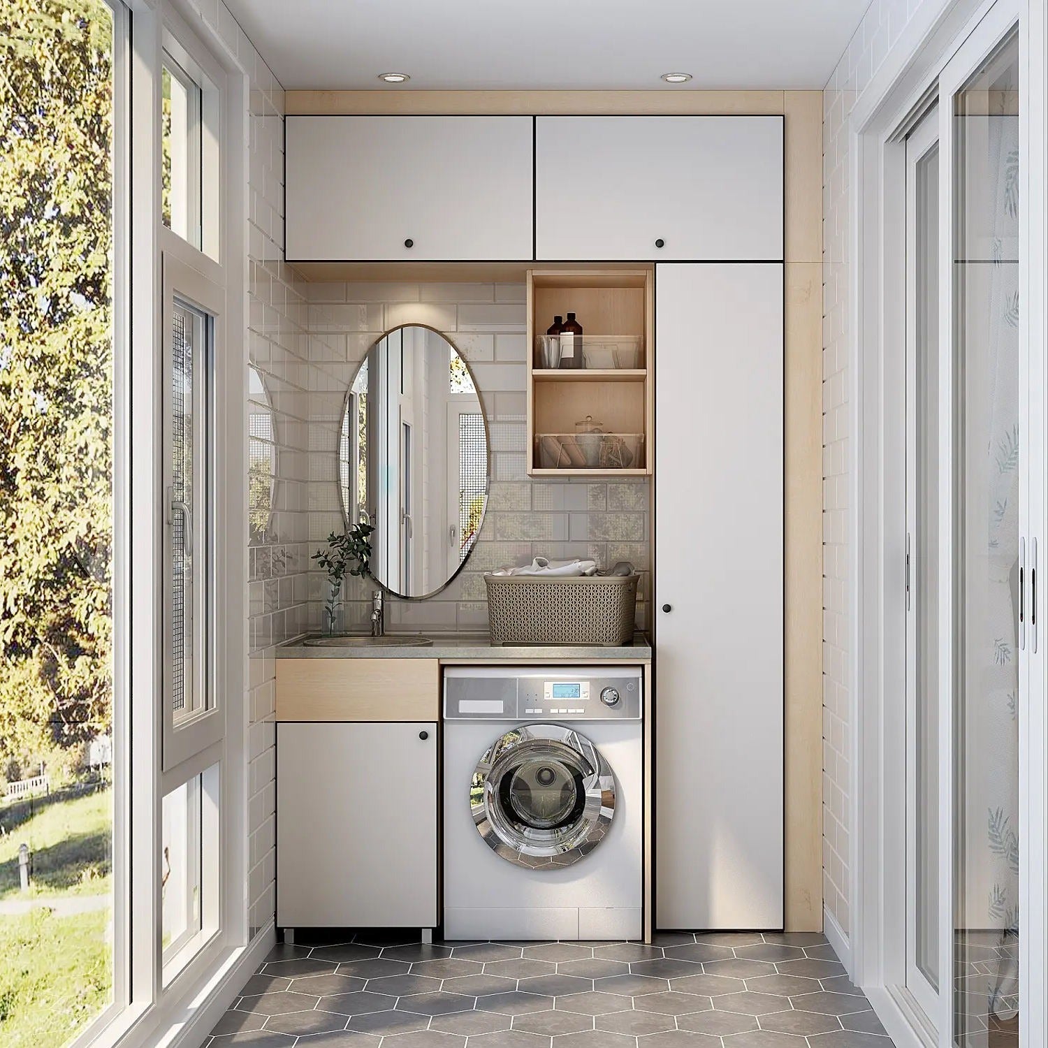 304 Stainless Steel Balcony Cabinet With Drawer Storage For Home Balcony