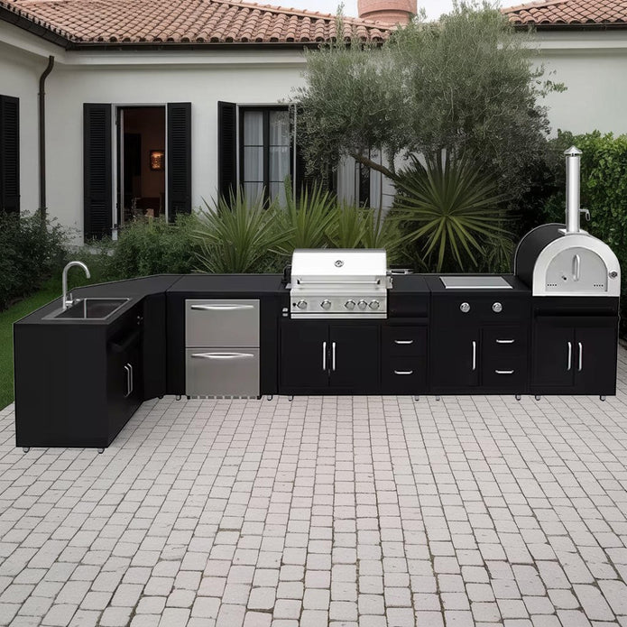 For Poolside Modular Stainless Steel Outdoor Kitchen Grill Antibacterial With Bbq Grill