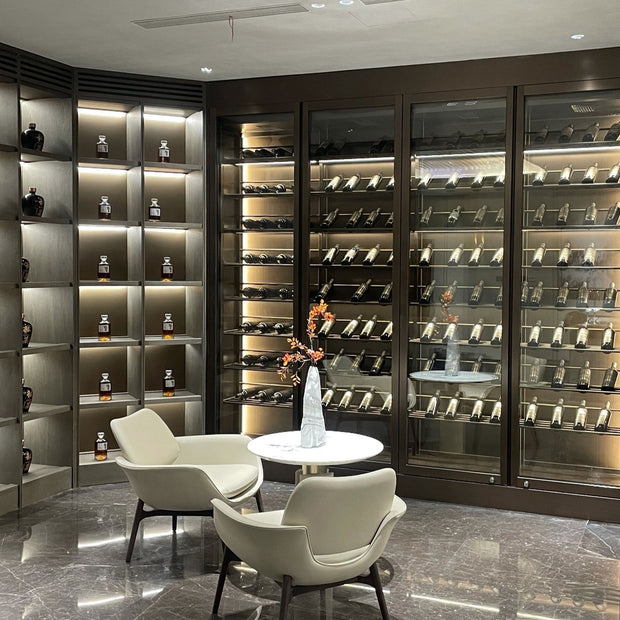 Mirror Door SS304 Stainless Steel Wine Cellar Wine Rack For Hotel With Adjustable Racks