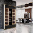 Soft Close Glass Door Stainless Steel Freestanding Wine Cabinet For Apartment With Humidity Maintenance